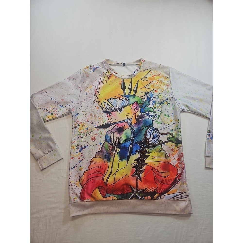 Naruto All Over Print Men's "XL see Pictures "Long Sleeve Polyester Blend Silky